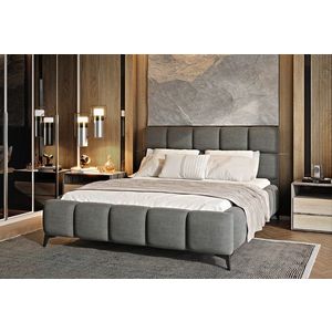 Pat tapitat cu somiera si lada depozitare, 180x200 cm, ELTAP, BE-MIS-06SO, Mist, lemn/poliester, gri imagine