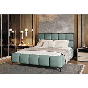 Pat tapitat cu somiera si lada depozitare, 180x200 cm, ELTAP, BE-MIS-100PO, Mist, lemn/poliester, verde menta imagine