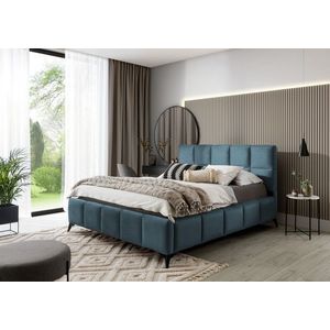 Pat tapitat cu somiera si lada depozitare, 160x200 cm, ELTAP, BE-MIS-100VE, Mist, lemn/poliester, albastru imagine