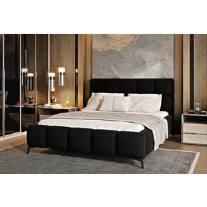 Pat tapitat cu somiera si lada depozitare, 160x200 cm, ELTAP, BE-MIS-10FL, Mist, lemn/poliester, negru imagine