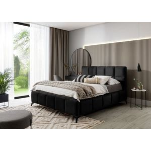 Pat tapitat cu somiera si lada depozitare, 160x200 cm, ELTAP, BE-MIS-10VE, Mist, lemn/poliester, negru imagine