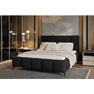 Pat tapitat cu somiera si lada depozitare, 160x200 cm, ELTAP, BE-MIS-10VER, Mist, lemn/poliester, negru imagine