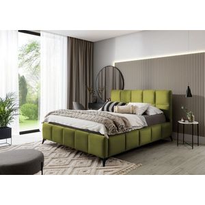Pat tapitat cu somiera si lada depozitare, 140x200 cm, ELTAP, BE-MIS-33LO, Mist, lemn/poliester, verde olive imagine