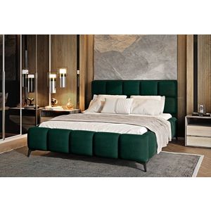Pat tapitat cu somiera si lada depozitare, 160x200 cm, ELTAP, BE-MIS-35LU, Mist, lemn/poliester, verde inchis imagine