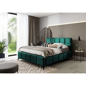 Pat tapitat cu somiera si lada depozitare, 160x200 cm, ELTAP, BE-MIS-38VE, Mist, lemn/poliester, verde imagine