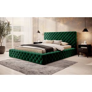 Pat tapitat cu somiera rabatabila si lada depozitare, 160x200 cm, ELTAP, Princce, metal/poliester, verde imagine