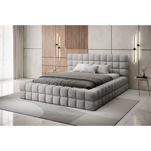 Pat tapitat cu somiera si lada depozitare, 140x200 cm, ELTAP, BE-DIZ-MET-03TOU, Dizzle, metal/poliester, gri inchis imagine