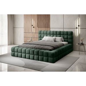 Pat tapitat cu somiera si lada depozitare, 160x200 cm, ELTAP, BE-DIZ-MET-35AMO, Dizzle, metal/poliester, verde imagine