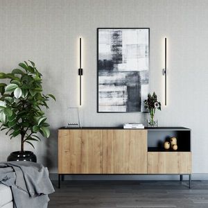 Comoda ELTAP, Lanzzi, 180x40x80 cm, MDF laminat, negru/stejar imagine