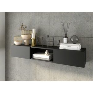 Raft de perete ELTAP, Lanzzi, 120x25x20 cm, MDF laminat, negru/auriu imagine