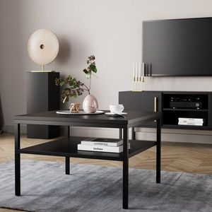 Masuta de cafea ELTAP, Lanzzi, 60x60x40 cm, metal/MDF laminat, negru/auriu imagine