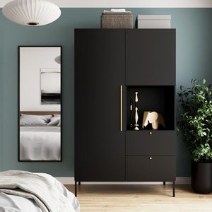 Dulap pentru haine ELTAP, Lanzzi, 120x60x200 cm, MDF laminat, negru/auriu imagine