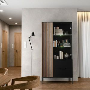 Dulap multifunctional ELTAP, Meorati, 100x60x200 cm, PAL/ABS, negru/maro imagine