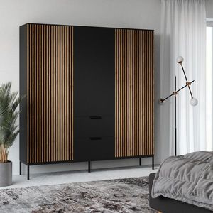 Dulap pentru haine ELTAP, Meorati, 185x60x200 cm, PAL/ABS, negru/maro imagine