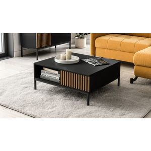 Masuta de cafea ELTAP, Meorati, 80x80x35 cm, PAL/ABS, negru/maro imagine