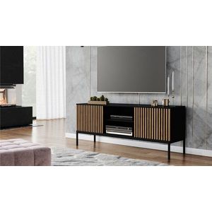 Comoda TV ELTAP, Meorati, 150x40x60 cm, PAL/ABS, negru/maro imagine