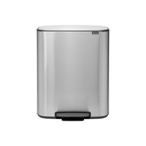 Cos de gunoi cu pedala, Brabantia, Bo Pedal, 2x30 L, 36.3x54.1x65.2 cm, otel, argintiu imagine