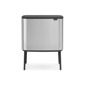 Cos de gunoi cu soft touch, Brabantia, Bo Touch Matt Fingerprint Proof, 11/23 L, 31.2x54x68 cm, otel, argintiu imagine