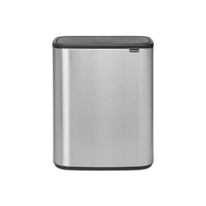 Cos de gunoi cu soft touch, Brabantia, Bo Touch Matt Fingerprint Proof, 60 L, 31.2x54.5x65.6 cm, otel, argintiu imagine