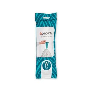 Set 20 saci de gunoi, Brabantia, NewIcon PerfectFit, marimea W, 5 L, nailon, alb imagine