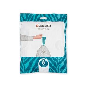 Set 40 saci de gunoi, Brabantia, NewIcon PerfectFit, marimea W, 5 L, nailon, alb imagine