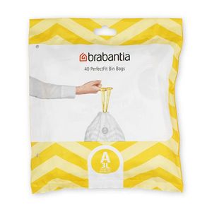 Set 40 saci de gunoi, Brabantia, PerfectFit, marimea A, 3 L, nailon, alb imagine
