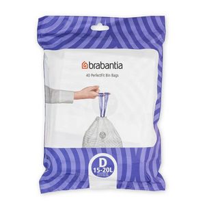 Set 40 saci de gunoi, Brabantia, PerfectFit, marimea D, 15-20 L, nailon, alb imagine