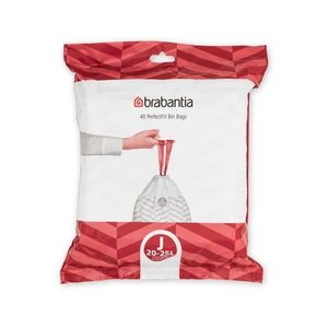 Set 40 saci de gunoi, Brabantia, PerfectFit, marimea J, 20-25 L, nailon, alb imagine