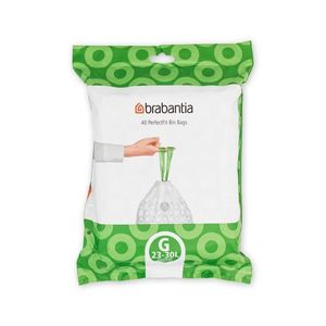 Set 40 saci de gunoi, Brabantia, PerfectFit, marimea G, 23-30 L, nailon, alb imagine