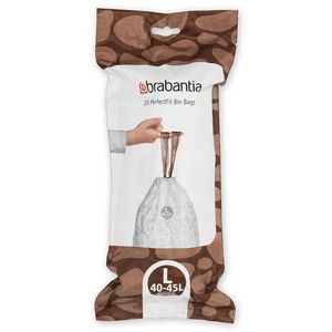 Set 20 saci de gunoi, Brabantia, PerfectFit, marimea L, 45 L, nailon, alb imagine