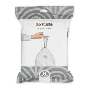 Set 40 saci de gunoi, Brabantia, PerfectFit, marimea H, 50-60 L, nailon, alb imagine