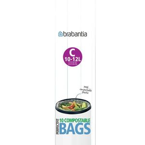 Set 10 saci de gunoi, Brabantia, PerfectFit, marimea C, 10-12 L, nailon, verde imagine