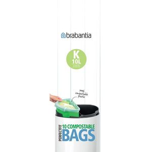 Set 10 saci de gunoi, Brabantia, PerfectFit Twin, marimea K, 10 L, nailon, verde imagine