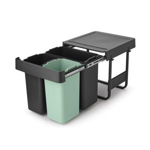Cos de gunoi incorporat, Brabantia, Sort&Go, 2x10 L+20 L, 48.1x40.4x39.6 cm, polipropilena, gri inchis/verde jad imagine
