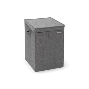 Cos de rufe stivuibil, Brabantia, Linn, 35 L, 37x32x44.5 cm, textil, negru piper imagine