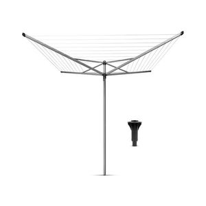Uscator de rufe rotativ cu 4 brate + suport fixare pamant, Brabantia, TopSpinner, 40 m capacitate de uscare, otel, gri metalizat imagine