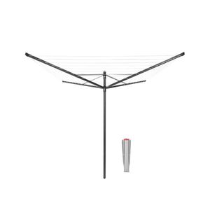 Uscator de rufe rotativ cu 4 brate + cu suport fixare pamant, Brabantia, Lift-O-Matic, 50 m capacitate de uscare, otel, antracit imagine