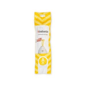 Set 20 saci de gunoi, Brabantia, PerfectFit, marimea A, 3 L, nailon, alb imagine