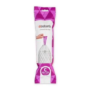 Set 20 saci de gunoi, Brabantia, PerfectFit, marimea C, 10-12 L, nailon, alb imagine
