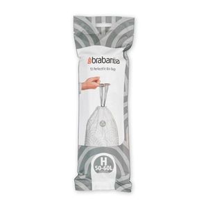 Set 10 saci de gunoi, Brabantia, PerfectFit, marimea H, 50-60 L, nailon, alb imagine