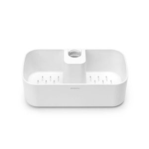 Suport baie cu montaj pe bara de dus, Brabantia, Caddy White, 24.4x13.3x7.5 cm, polipropilena, alb imagine