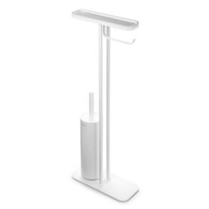 Suport hartie igienica si perie toaleta, Brabantia, MindSet, 29x12.5x75.5 cm, otel, Alb imagine