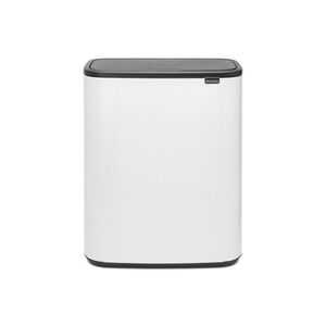 Cos de gunoi cu soft touch, Brabantia, Bo Touch, 2x30 L, 31.2x54.5x65.6 cm, otel, alb imagine