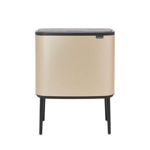 Cos de gunoi cu soft touch, Brabantia, Bo Touch Metallic, 3x11 L, 31.2x54x68 cm, otel, auriu imagine