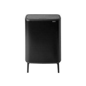Cos de gunoi cu soft touch, Brabantia, Bo Touch Matt, 2x30 L, 31.2x54.5x81.5 cm, otel, negru mat imagine