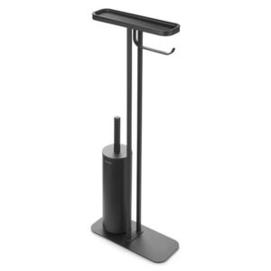 Suport hartie igienica si perie toaleta, Brabantia, MindSet Infinite Grey, 29x12.5x75.5 cm, otel, gri imagine