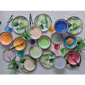 Serviciu de masa 18 piese, Tognana, Jungle, portelan, multicolor imagine