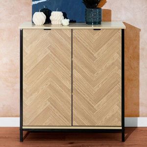 Comoda Swen, Homla, 80x40x88 cm, MDF/metal, natur imagine