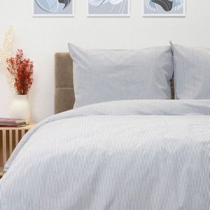 Lenjerie de pat dubla Hoya, Homla, 3 piese, 160x200 cm, bumbac, alb/albastru imagine