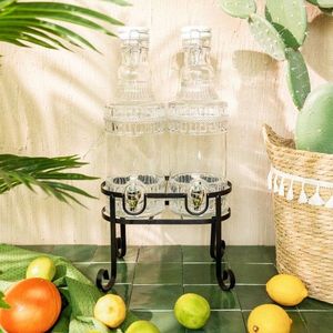 Set 2 dozatoare pentru bauturi cu suport Emica, Homla, 2x2 L, sticla/metal, transparent/alb imagine